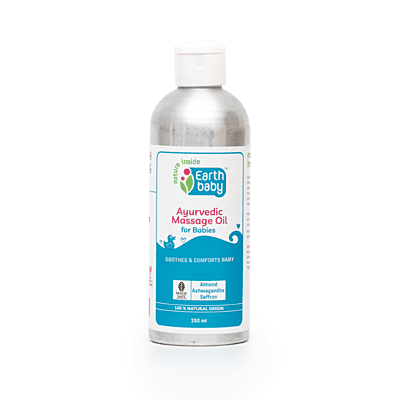 Earthbaby Ayurvedic Massage Oil for Babies – Almond, Ashwagandha & Saffron, Deeply Moisturizing, 100% natural origin, 250ml