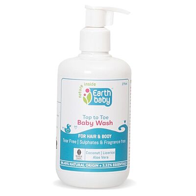 Earthbaby Top to Toe Wash – 96.49% Natural, Tear-Free, Safe for Newborns, 275ml