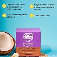 Earthbaby Handmade Baby Soap – Fragrance-Free, Safe for Newborns, 90% Natural Origin, 100g (Pack of 1) Earthbaby Handmade Baby Soap – Fragrance-Free, Safe for Newborns, 90% Natural Origin, 100g (Pack of 1)