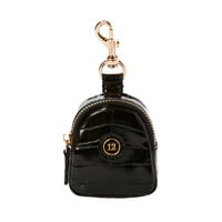 Little Pouch Charm- Black Croc