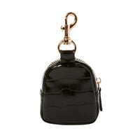 Little Pouch Charm- Black Croc