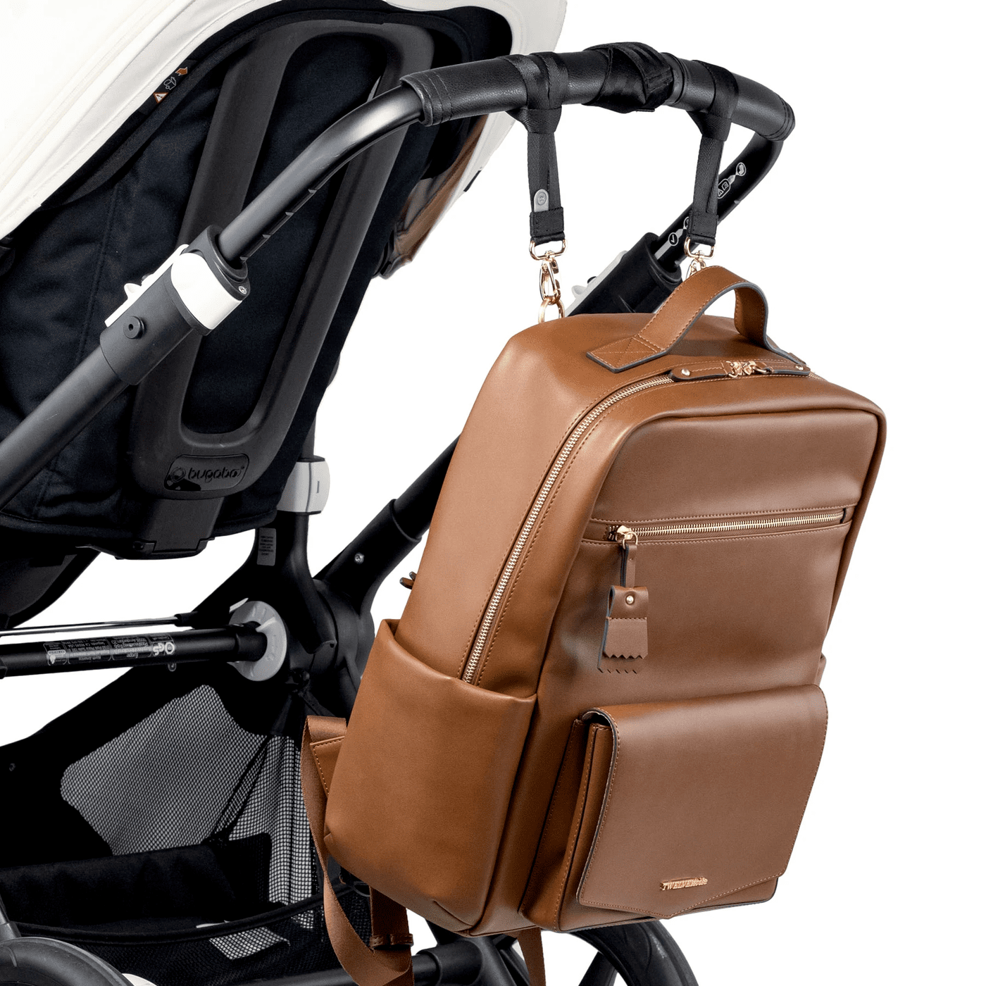 PeekABoo Stroller Large Diaper Backpack Toffee Vegan Leather