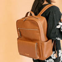 Peek-A-Boo Stroller Diaper Backpack- Toffee Peek-A-Boo Stroller Diaper Backpack- Toffee