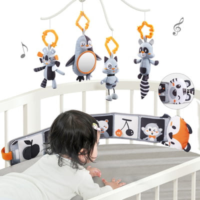 BLACK AND WHITE CRIB TOY SET- 6 PC