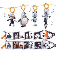 BLACK AND WHITE CRIB TOY SET- 6 PC BLACK AND WHITE CRIB TOY SET- 6 PC