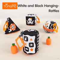 B & W HANGING CLOTH RATTLE SET OF 4 B & W HANGING CLOTH RATTLE SET OF 4