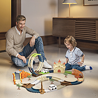 TUMAMA Electric Cars DIY Track Set with castle bridge & tunnel 202pcs TUMAMA Electric Cars DIY Track Set with castle bridge & tunnel 202pcs