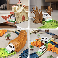TUMAMA Electric Cars DIY Track Set with castle bridge & tunnel 202pcs TUMAMA Electric Cars DIY Track Set with castle bridge & tunnel 202pcs