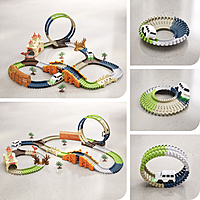 TUMAMA Electric Cars DIY Track Set with castle bridge & tunnel 202pcs TUMAMA Electric Cars DIY Track Set with castle bridge & tunnel 202pcs