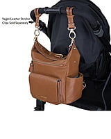 PEEK-A-BOO Convertible Hobo Vegan Leather Convertible Backpack- Toffee with FREE Stroller Clips