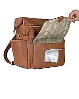 PEEK-A-BOO Convertible Hobo Vegan Leather Convertible Backpack- Toffee with FREE Stroller Clips